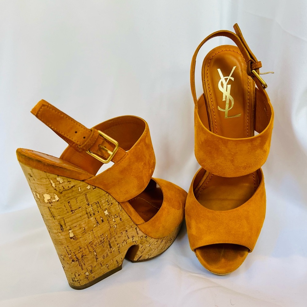 Vintage YSL marigold cork platforms FR38